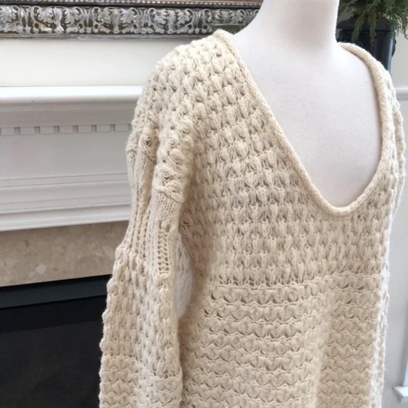 Free People Cream V-Neck Sweater - Picture 6 of 14